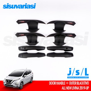 ฝาครอบมือจับประตูด้านนอก สีดํา อุปกรณ์เสริม สําหรับ Nissan Livina 2019 JSL Blacktivo