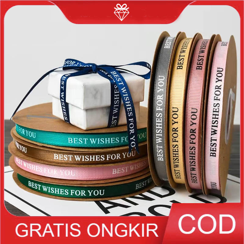 Grossgrain Ribbon BEST WISHES - Love Is Eternal Striped Ribbon - หัตถกรรมของขวัญริบบิ้น - อุปกรณ์ช่อ