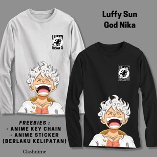 เสื้อยืดแขนยาว พิมพ์ลาย Luffy Sun God Nika แฟชั่นสําหรับสตรี