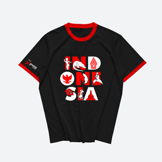 Kepstore - Kaos Hitam Ringer Merah แหวนไอคอนอินโดนีเซีย HRI-7807 - Kaos Merdeka - Combed 24s - Unisex