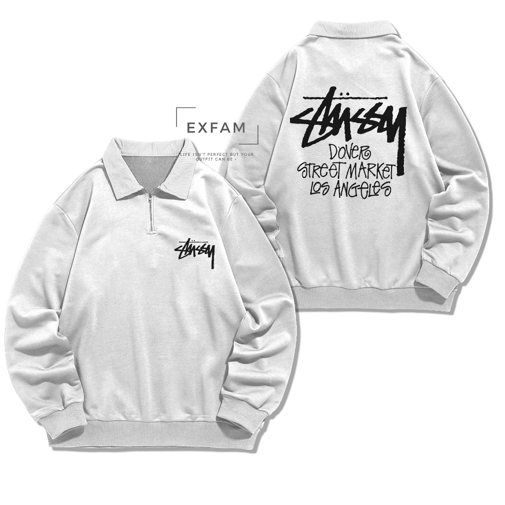 Stussy Los Angeles Wind Breaker Set เสื้อแจ็คเก็ตครึ่งซิปเกาหลี
