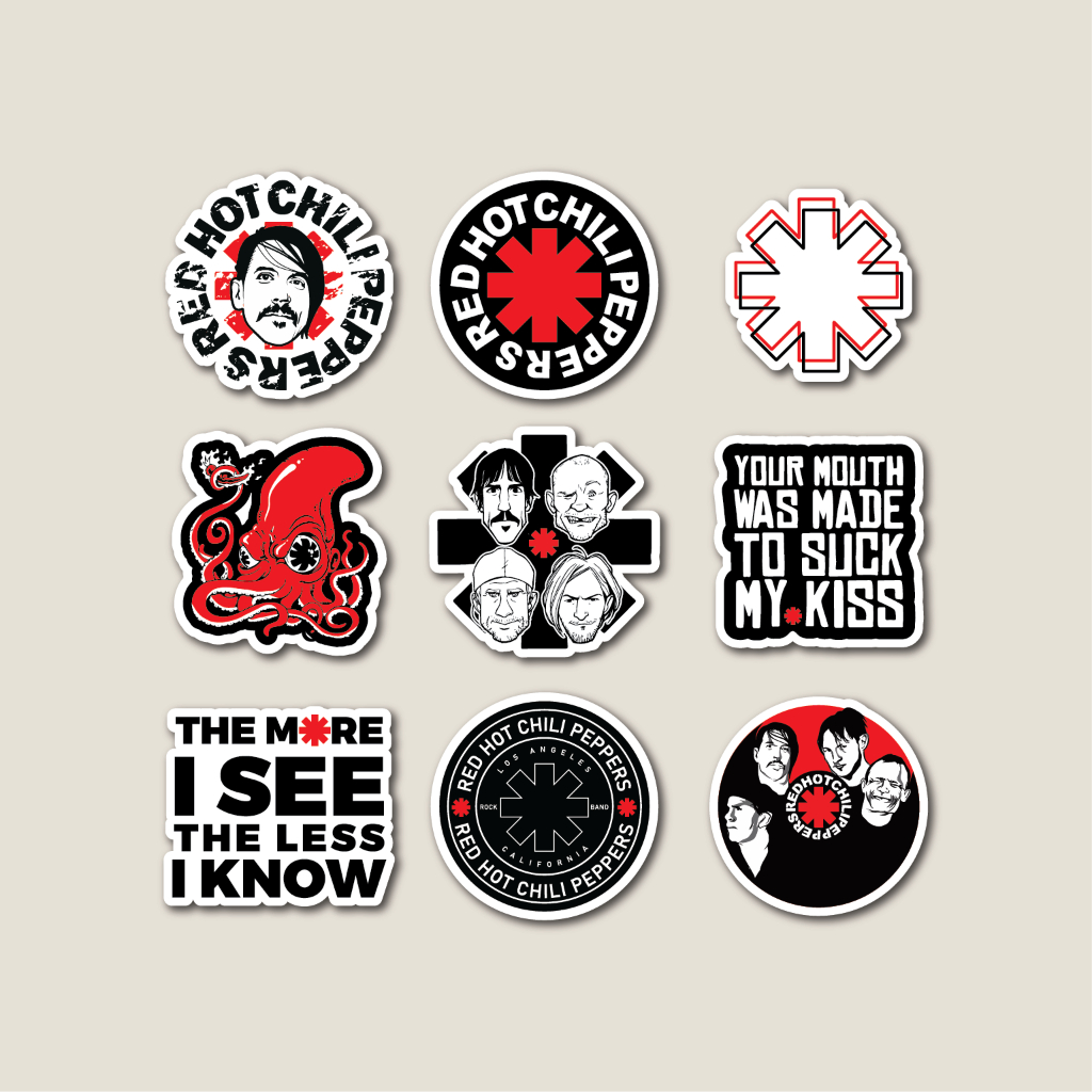 สติ๊กเกอร์แพ็ค RED HOT CHILI PEPPERS RHCP | สติ๊กเกอร์แก้วน้ํา | สติ๊กเกอร์แล็ปท็อปสําหรับกระเป๋าเดินทางและหมวกกันน็อค ราคา ถูกที่สุด ดีลบีเคเค แกลเลอรีภาพที่ 2