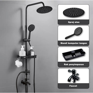 SUS304 Shower Set Kamar Mandi Rain Shower + Keran Cabang - Paket Lengkap Shower Kotak/Bulat Bahan Abs dan Stainless Shower Mandi Set