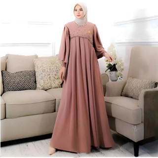 Gamis TERBARU ชุดเดรส MC ลายดอกไม้ สีชมพู ไซซ์ M L XL XXL สไตล์เกาหลี หรูหรา สําหรับผู้หญิง