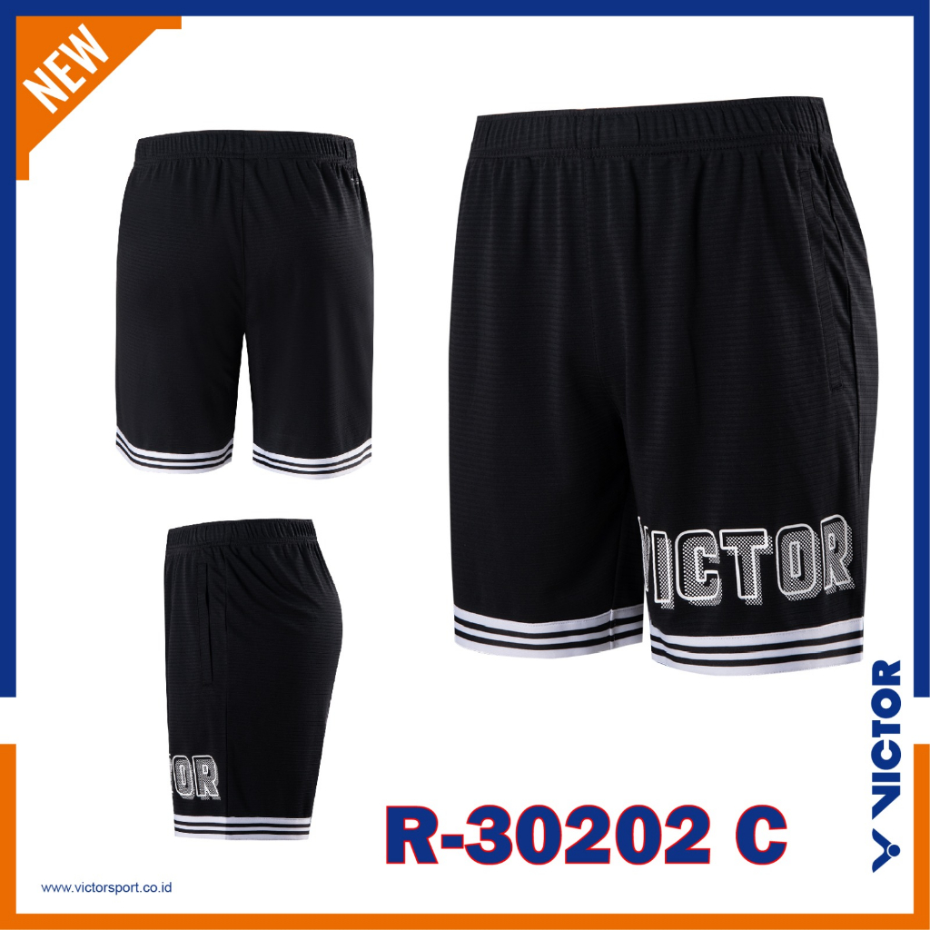 Victor R30202 C BADMINTON TROUSERS / VICTOR R 30202 สีดํา