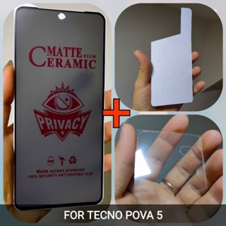 Tecno POVA 5 TEMPERED GLASS ฟิล์มกระจกนิรภัย เซรามิค ป้องกันการแอบมอง + เลนส์กล้อง, GARSKIN