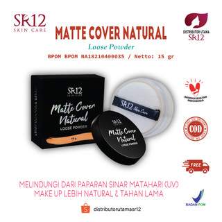 TERLARIS !! BEDAK TABUR SR12 MATTE COVER NATURAL LOOSE POWDER RINGAN SPF 15 ANTI SINAR UV BPOM