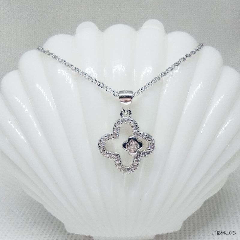 สร้อยคอโคลเวอร์เงิน 925 ชุบทองคําขาว - LT168