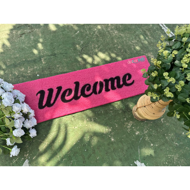 พรมเช็ดเท้า พิมพ์ลายตัวอักษร Welcome Latin - Welcome Motif Door Front Doormat - Antislip Doormat - W