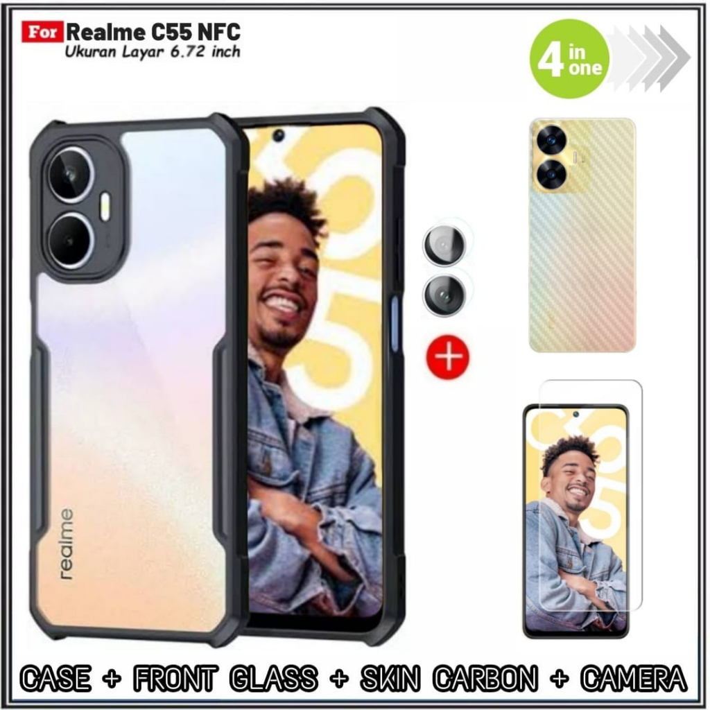 แพ็คเกจเคส REALME C55 NFC 4in1 C25Y, C25S, C25, C21Y, C21, C11, C12, C15, C2, C3, 5, 5i, C17, 8 PRO,