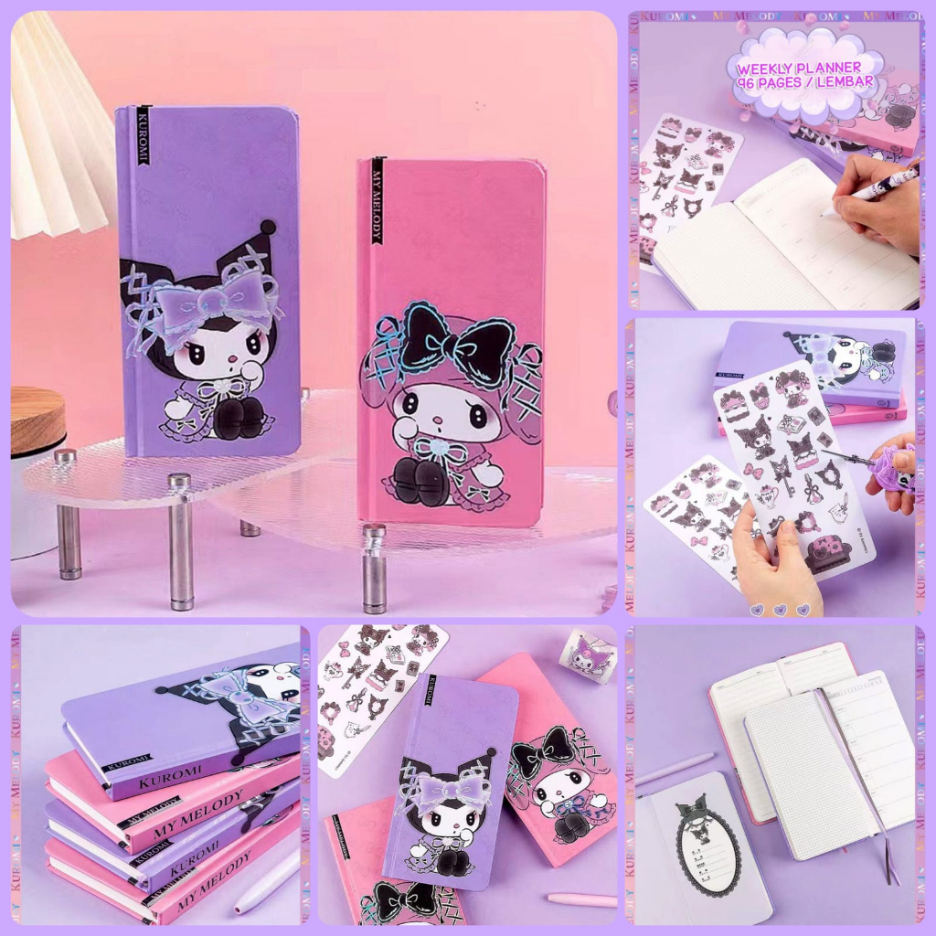 LUCKY CAT WEEKLY PLANER MEMO โน๊ตบุ๊ค DIARY JOURNLING คอนเทนติส 96 แผ่น KUMMI MIDNIGHT MY MELODI PIN