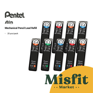 Pentel Ain ไส้ดินสอกด (ใหม่) 0.2 0.3 0.4 0.7 0.9 1.3 มม.