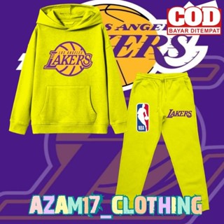 เสื้อกันหนาวมีฮู้ด ลายทีมบาสเก็ตบอล LA Lakers NBA สําหรับเด็กผู้ชาย และเด็กผู้หญิง