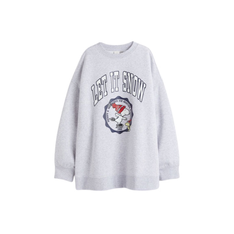 (BRS) 5.5 Crewneck HM Snoopy Peanuts Let It Snow Grey Sweater HnM Full tag