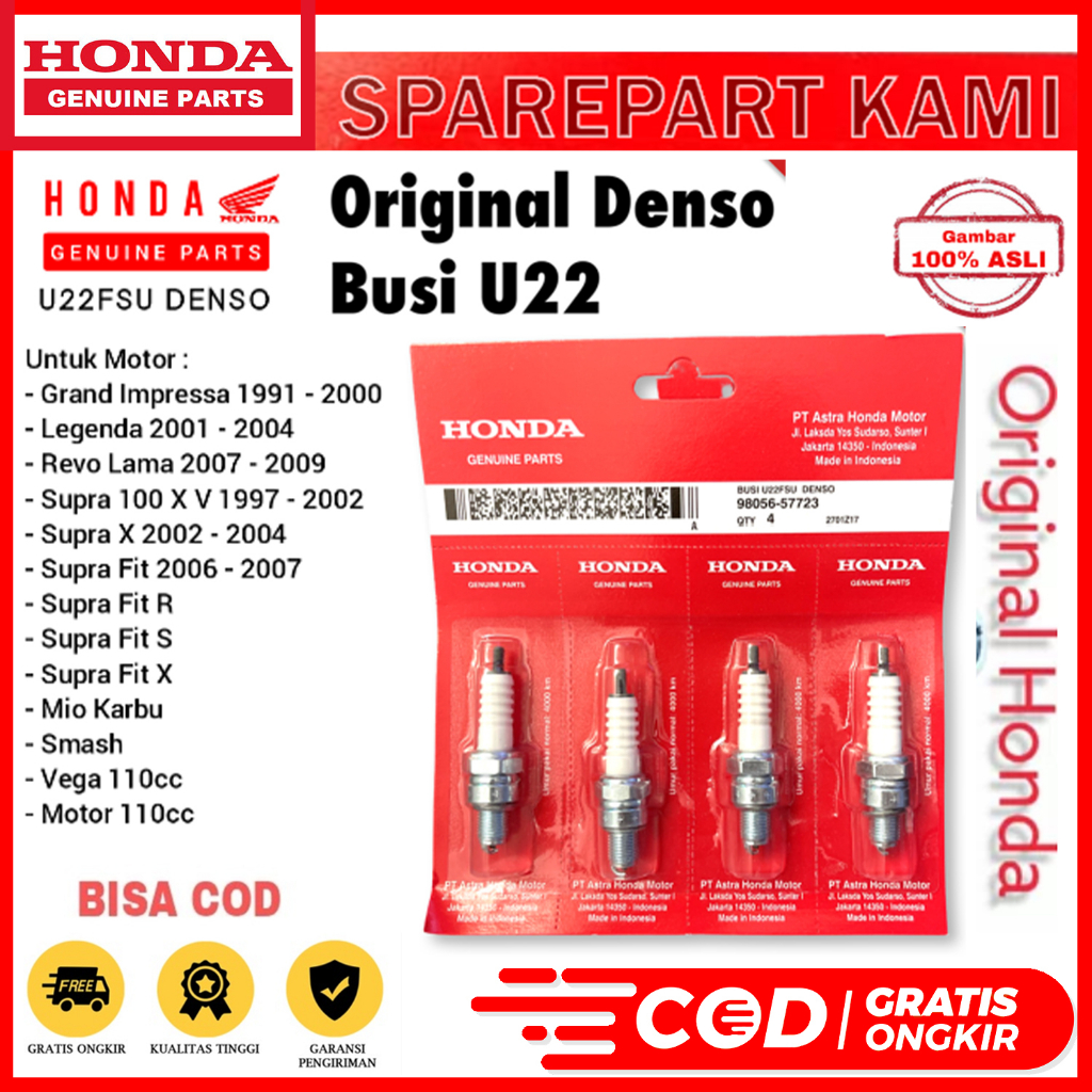 DENSO U22 SPARK PLUG AM GRAND SUPRA ASTREA LEGEND WIN 100 REVO MIO J JUPITER U22FSU