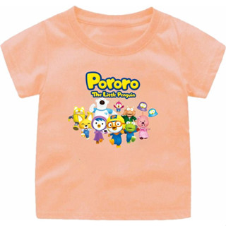 เสื้อยืด ลาย PORORO THE LITTLE PENGUIN สําหรับเด็กผู้ชาย ผู้หญิง อายุ 1-12 ปี ไซซ์ S-3XL