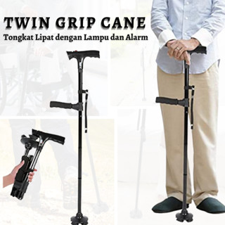 ไม้เท้า แบบพับได้ พร้อมไฟฉาย และสัญญาณเตือน SOS -Twin Grip Cane [TGT7B]