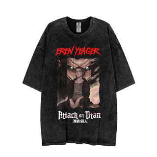 เสื้อยืด ขนาดใหญ่ พิมพ์ลาย Eren Yeager Attack On Titan สําหรับผู้ชาย