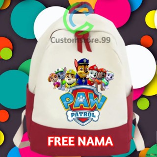 Paw PATROL MOTIF กระเป๋าเป้สะพายหลัง สําหรับเด็ก ฟรีชื่อ