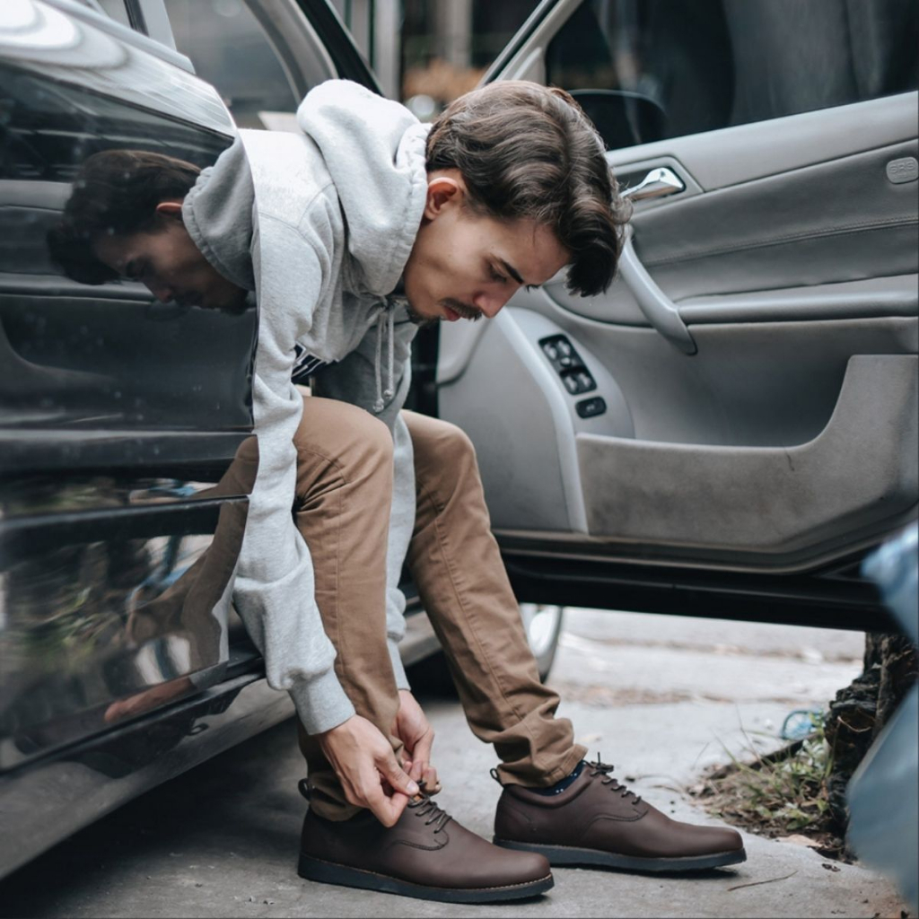 รองเท้าลําลองผู้ชาย Derby Footstep Footwear Alaska Darkbrown
