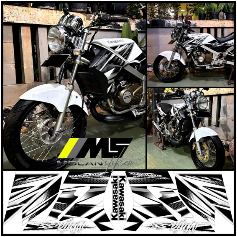 Decal สติกเกอร์ Striping Variation Motif Original Ninja SS 150 2013 สีขาว - Ninja Ss 150 2014 2015 -