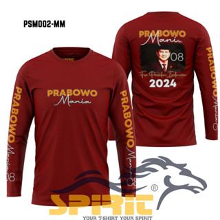 Prabowo mania President เสื้อยืดแขนยาว ผ้าฝ้าย พรีเมี่ยม ขนาดใหญ่ 2024