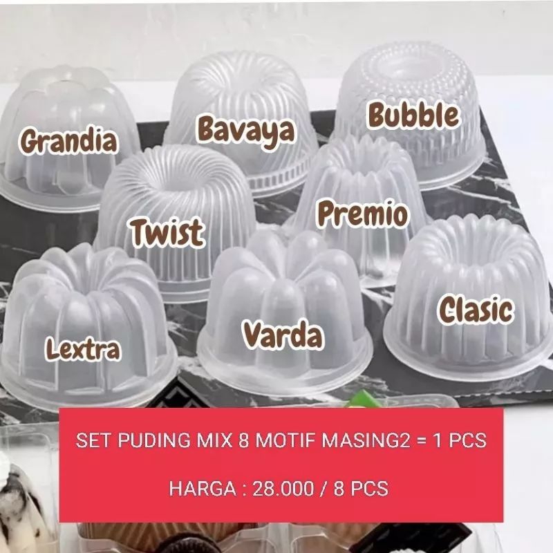 Mixed Motif Mini Pudding Mold Set - 8 ชิ้น