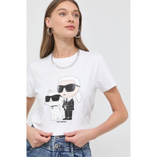 เสื้อยืด ลาย Karl LAGERFELD AND CAT สําหรับผู้หญิง