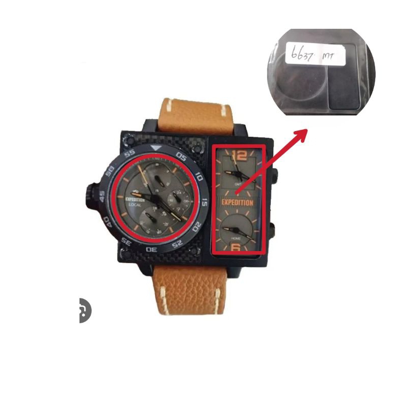 Expedition 6637 m ชุดแก้วนาฬิกาผู้ชายของแท้