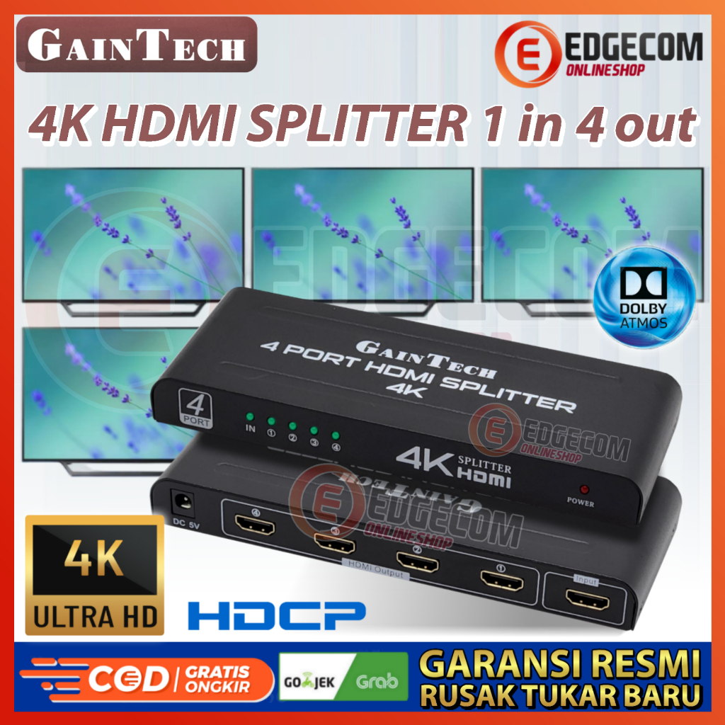 GAINTECH HDMI Splitter 4 port รองรับ 4K 1 Input to 4 Output HDMI 1.4