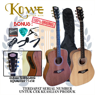 Kowe Brand กีตาร์อะคูสติกไฟฟ้า ขนาดจัมโบ้ ของแท้ EQ 7545R ฟรี บรรจุไม้