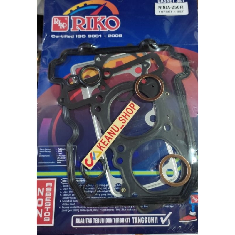 (KEANU) TOP SET GASKET KAWASAKI NINJA TOP SET GASKET NINJA 250 NINJA 250 FI FUL SET NINJA 250 FI ORIGINAL RIKO STRAWBERRY