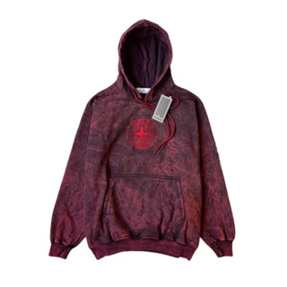 เสื้อแจ็กเก็ต มีฮู้ด ลาย Stone ISLAND X SUPREME MAROON