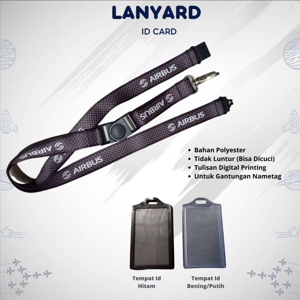 GANTUNGAN Airbus CARBON ID Lanyard Strap Ches Motif international Airport Office ID Hanger - ID Card Hanger - Name Tag ID Card / Airbus Carbon Chess Lanyard คุณภาพระดับพรีเมียม