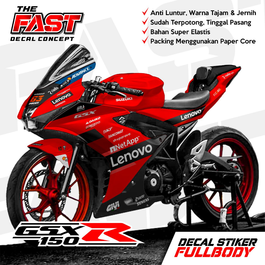 ใหม่ล่าสุดรูปลอก Gsx R150 Full Body สติกเกอร์ Gsx R150 Full Body Decal Gsx 150 Full Body Striping Gs