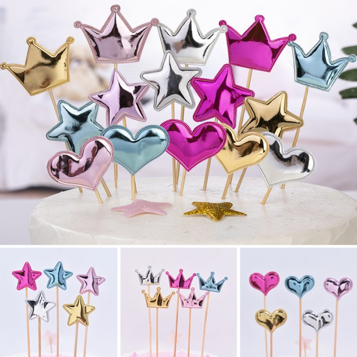 ~ HM8 ~ LOVE, STAR และ CROWN BIRTHDAY CAKE TOPPER / BIRTHDAY CAKE DECORTATIONS / LOVE, STAR และ CROW