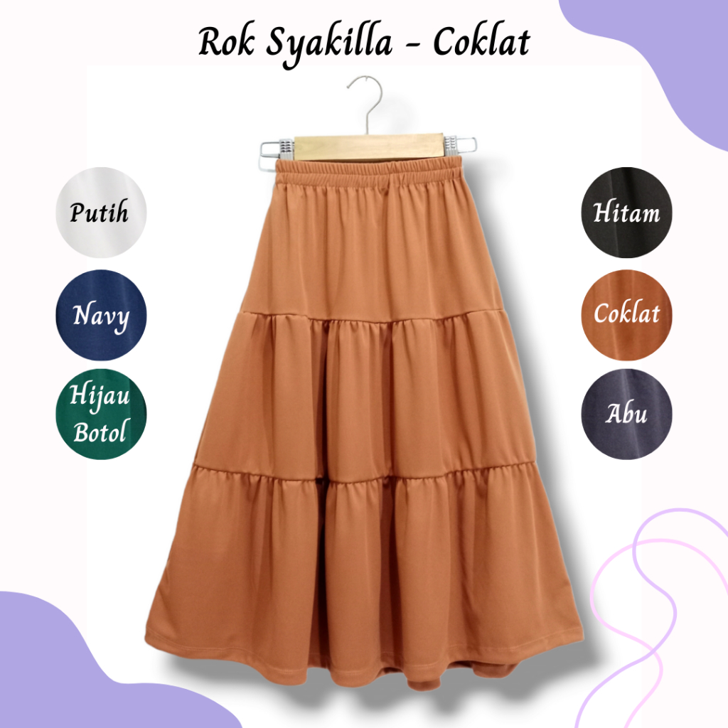 กระโปรง PUTIH Sykella - กระโปรงก้น 3 ชั้น Syari Hijab กระโปรงกว้างสีขาวธรรมดาสําหรับสาววัยรุ่นอายุ 4 ถึง 13 ปียาวกระโปรง Maxi เกาหลี