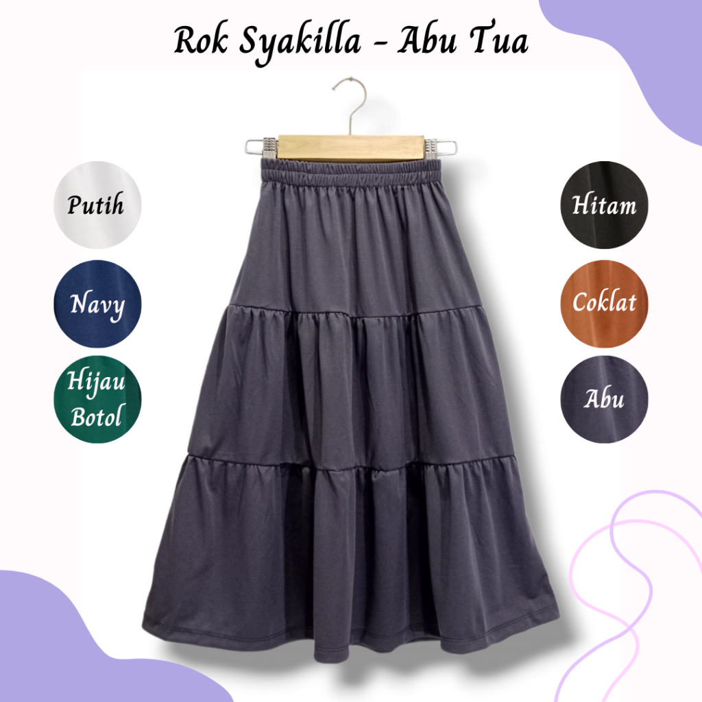 กระโปรง PUTIH Sykella - กระโปรงก้น 3 ชั้น Syari Hijab กระโปรงกว้างสีขาวธรรมดาสําหรับสาววัยรุ่นอายุ 4 ถึง 13 ปียาวกระโปรง Maxi เกาหลี