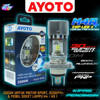 M4a หลอดไฟ LED + พัดลม 30 + 30 วัตต์ H4 HS1 AYOTO HI LO สําหรับไฟหน้ารถจักรยานยนต์และรถยนต์ สว่างมาก