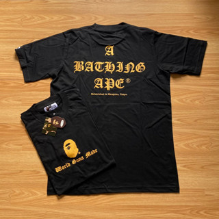 เสื้อยืด พิมพ์ลายโลโก้ Bape A bathing Ape Gold