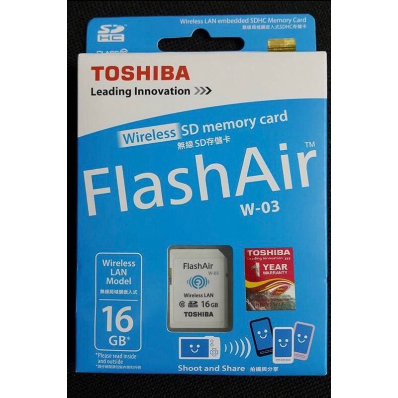 หน่วยความจํา Toshiba 16Gb 16Gb FlashAir Flash Air W-03 การ์ด SD Wireless LAN Class10 Class 10