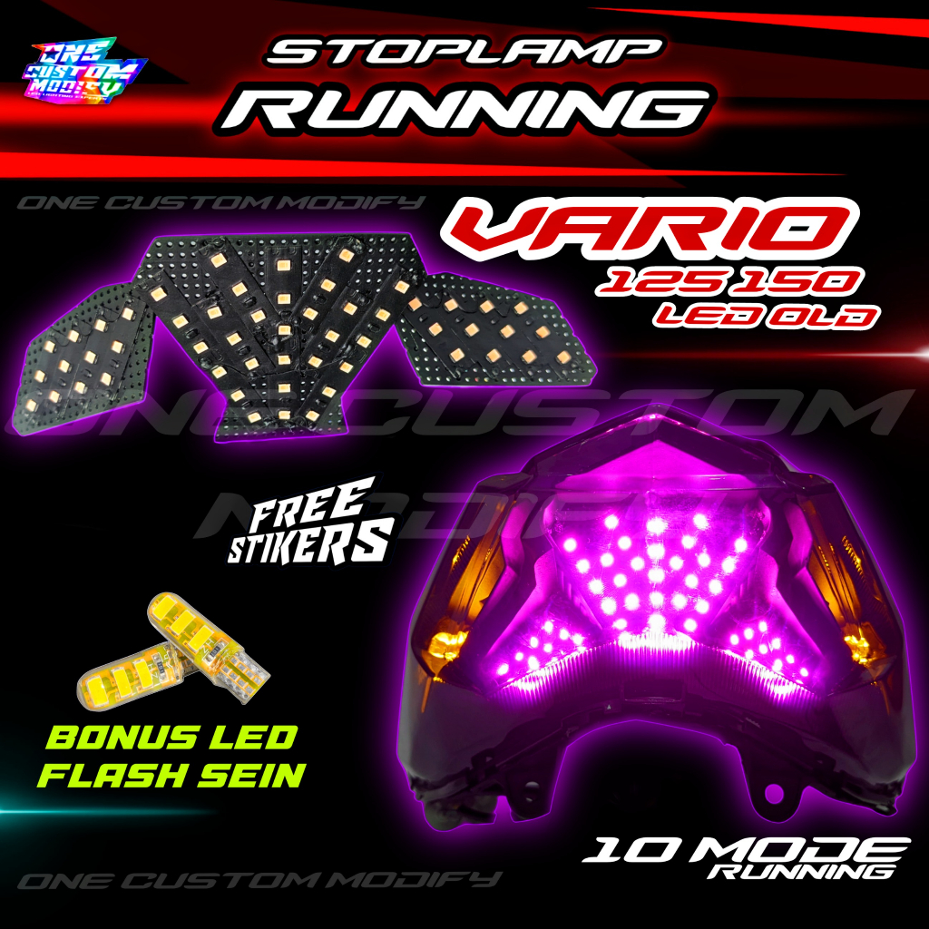 วิ่งเบรคไฟ LED 8 & 10 โหมด VARIO 125 150 BONUS LED JELLY FLASH STOPLAMP RUNNING AUTO MANUAL MOTORCYCLE REAR LIGHTS VARIO 2015 2016 2017 2018 อุปกรณ์เสริม