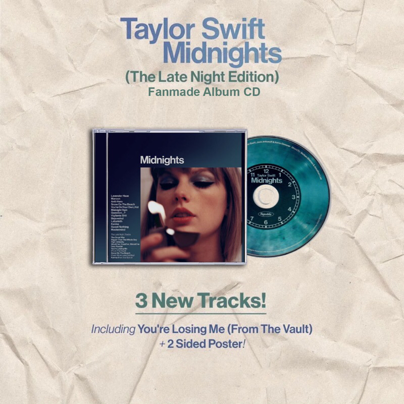 Taylor SWIFT - MIDNIGHTS THE LATE NIGHT EDITION FANMADE CD ALBUM. Taylor SWIFT CD, TAYLOR SWIFT ALBU