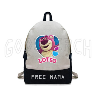 Lotso TOY STORY กระเป๋าเป้สะพายหลัง พิมพ์ลายชื่อฟรี สําหรับเด็ก