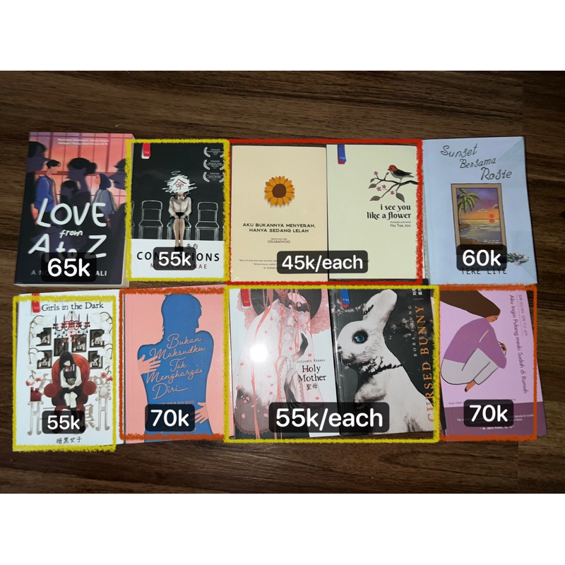 Preloved Novel Love from A to Z Conditioners Sunset with Rosie Cursed Bunny Holy Mother Girls in the