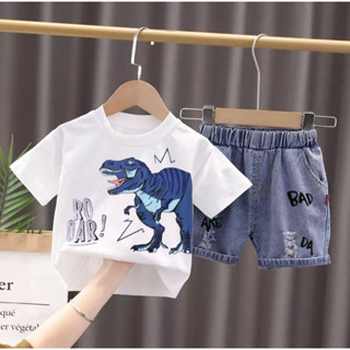 เสื้อยืด ลาย DINO นําเข้า สําหรับเด็กผู้ชาย อายุ 6 เดือน - 5 ปี