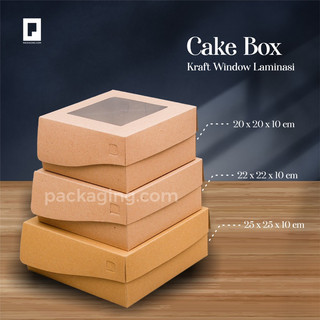 Box Serba Guna Uk. 20x20x10/Box Kraft Laminasi Jendela/Box Kraft Window/Box Tart Window uk 20x20x10/Box Tart/Box Kue/Box Hampers/Box Seerbaguna/Cake Box/Kotak Roti