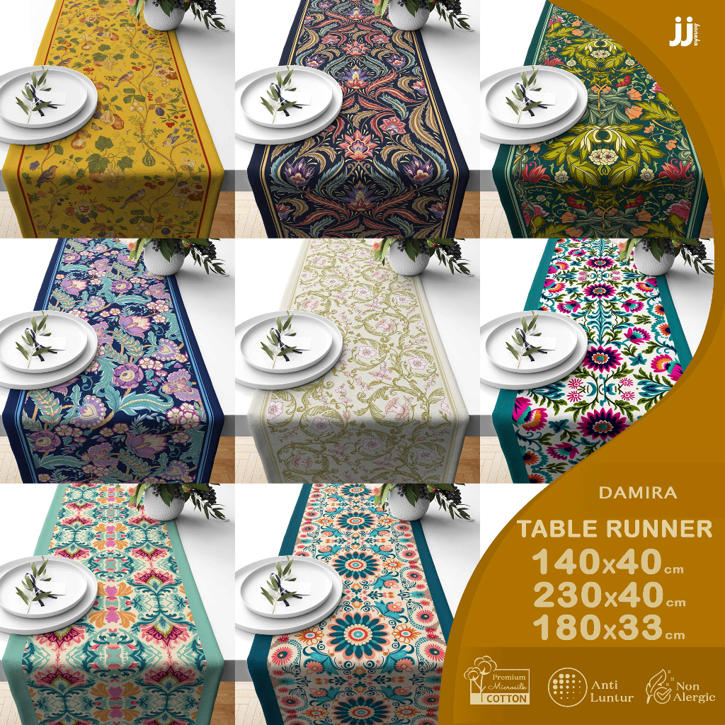 TABLE RUNNER TABLE ผ้า DAMIRA MOTIF 140X40 230X40 180X33 CM SERIES PREMIUM PRINTING