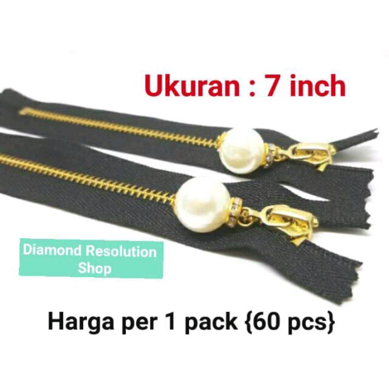 (60 ชิ้น) 7 นิ้ว (17.5 ซม.) PEARL ZIPPER / ZIPPER สําหรับกระเป๋า / เสื้อผ้า