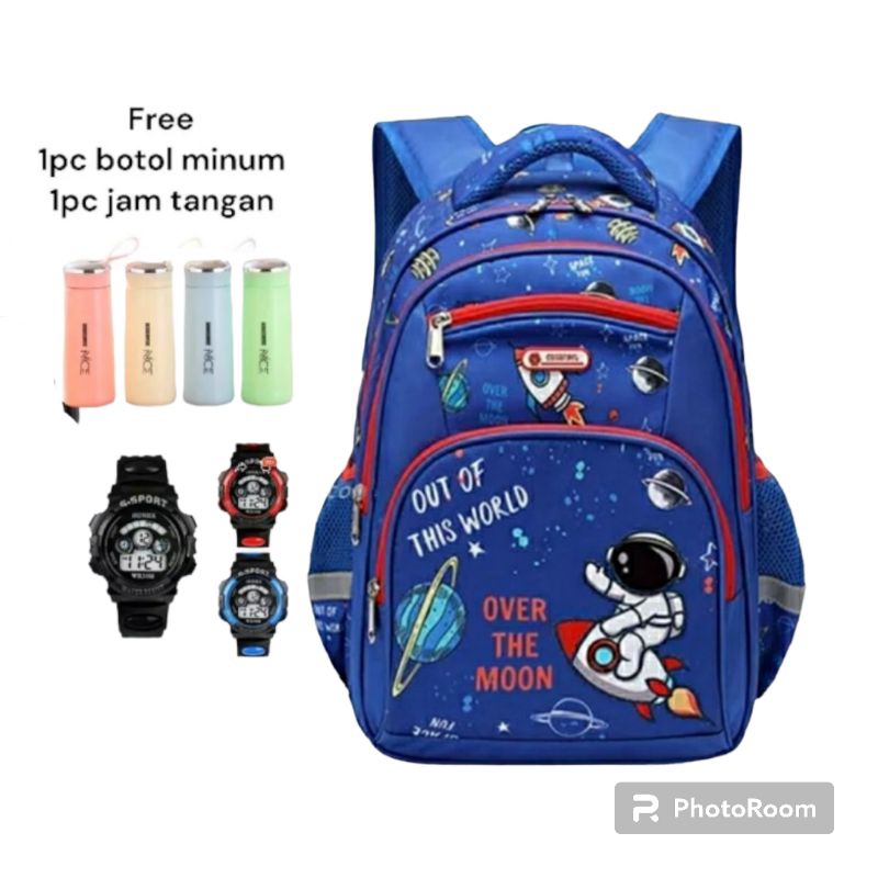 DBS ASTRONOT กระเป๋าเป้สะพายหลังโรงเรียนเด็กล่าสุดพร้อมนักบินอวกาศ Motif Over The Moon Model for Ele